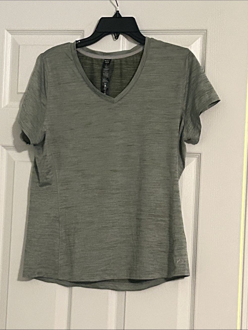 Womenโs V-Neck Short Sleeve Tee in Sage Green